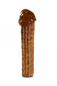 Este é o recheado encontrado nas carrocinhas aqui no Brasil, feito pela maquina de churros. Churros recheado